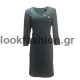 Καθημερινο φορεμα - Φόρεμα με μακρύ μανίκι και χρυσά κουμπιά  Midi μονόχρωμο 755/055 ΦΟΡΕΜΑΤΑ