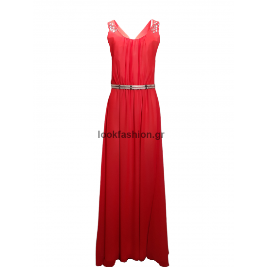 Βραδινο φορεμα - Φόρεμα  maxi μουσελίνα με ζώνη  στην μέση 4034/574 ΦΟΡΕΜΑΤΑ